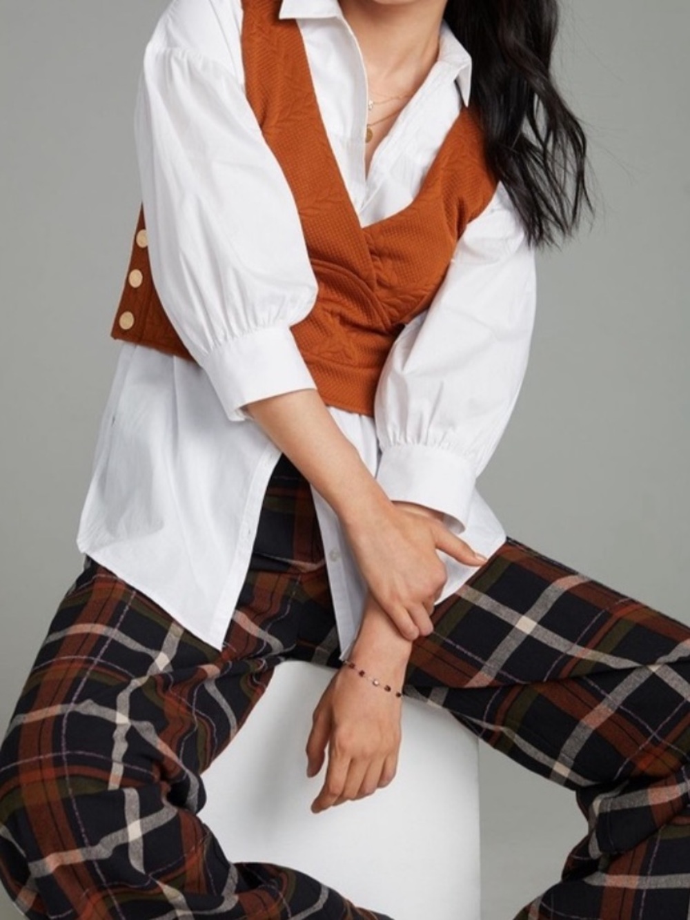 Anthropologie Maeve Side Button Crop Top